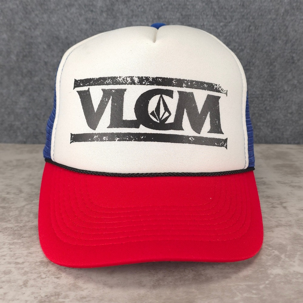 VINTAGE Volcom‎ Hat Cap Snap Back Red White Blue Surf Skate Streetwear Y2K Mens